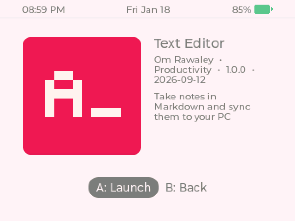 App details page in the PocketByte Launcher